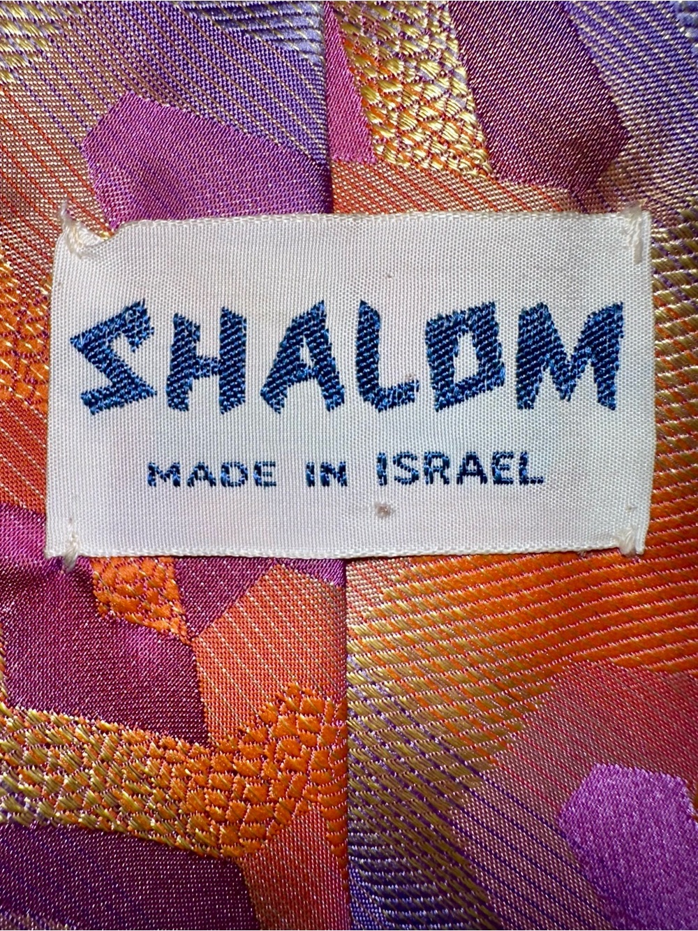 70s Shalom Israel mid century Orange & Purple Men's Silk Tie